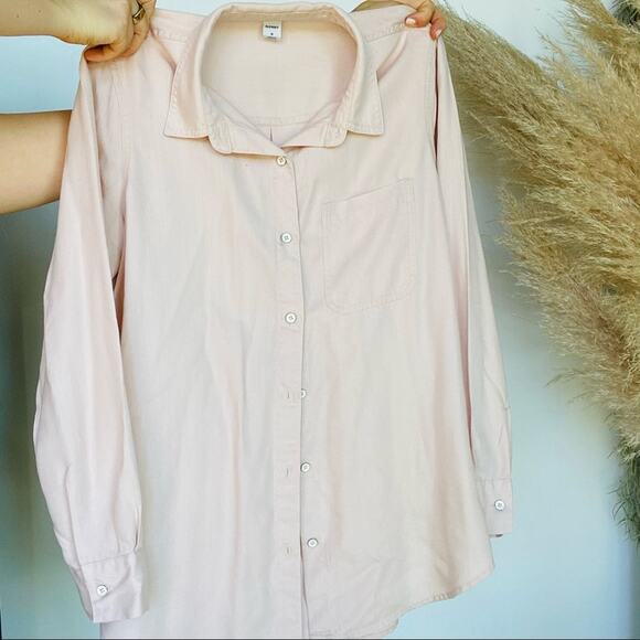 NEW OLD NAVY Blush Soft Pink Tencel Button Down Long Sleeve Shirt Top Blouse M - Picture 7 of 9